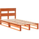 vidaXL Posteljni okvir z vzglavjem voščeno rjava 100x200 cm borovina, (21273423) Cene