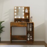 The Living Store Toaletna mizica z LED lučkami dimljeni hrast 86,5x35x136 cm - Toaletna Mizica, (21671094) Cene