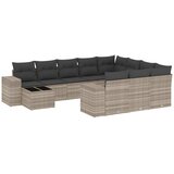  11-dijelni set vrtnih sofa poliratan s jastucima svijetlosivi | shoptok.hr