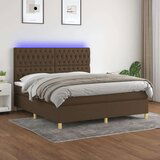  Krevet box spring s madracem LED tamnosmeđi 160x200 cm tkanina | shoptok.hr