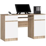 AKORD A5 Računalniška Miza, 2 Vrata In 2 Predala, Hrast Sonoma/Bela, (5000332941) | Shoptok.si