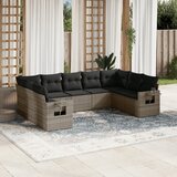 Maison Chic Seti vrtnega pohištva - Vrtna garnitura - Vrtni pohištvo set 9-delna z blazinami siv poli ratan, (21798142) | Shoptok.si