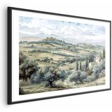  Plakat - Landscape with Sunny Green Fields 60x40 Crni okvir s margom | shoptok.hr