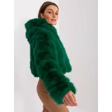 Fashion Hunters Dark green faux fur short jacket