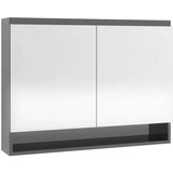 vidaXL kupaonski ormarić s ogledalom 80 x 15 x 60 cm MDF sjajni sivi | shoptok.hr