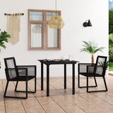  3-dijelni vrtni blagovaonski set od PVC ratana crni | shoptok.hr