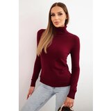 Kesi Włoski Women's viscose sweater with a turtleneck and long sleeves burgundy Cijene