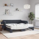 vidaXL Izvlečna dnevna postelja temno siva 90x190 cm žamet | Shoptok.si