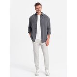 Ombre Men's pants with a classic cut in a delicate check - beige | shoptok.hr