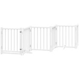 vidaXL Ograda za pse z vrati zložljiva 9 panelov bela 450 cm les | Shoptok.si