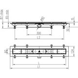 Tuš kanaleta 850 M Standard (nerjavno jeklo, 85 cm, nastavljiva višina) | Shoptok.si