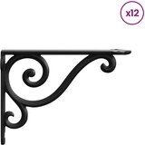  Nosači za zidne police 12 kom. Crna 23.5 x 28 x 3.5 cm Čelik | shoptok.hr