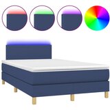 vidaXL Box spring postelja z vzmetnico LED modra 120x200 cm blago, (20723760) | Shoptok.si