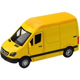 Metalni dostavni kamion s motorom na povlačenje, svjetlima, zvukovima, žutim 1:32 | shoptok.hr