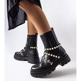 Gemre Black ankle boots embellished with pearls Callicratide | shoptok.hr