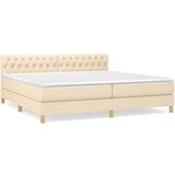  Box spring postelja z vzmetnico krem 200x200 cm blago, (20894568) | Shoptok.si