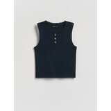 Reserved Pamučni top s gumbima - mornarsko plava | shoptok.hr