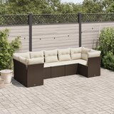  7-dijelni set vrtnih sofa od poliratana s jastucima smeđi | shoptok.hr