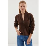 Bigdart 15880 Zippered Knitwear Cardigan - Brown | Shoptok.si
