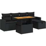 vidaXL 6-dijelni set vrtnih sofa s jastucima crni od poliratana bagrem | shoptok.hr