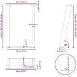 vidaXL Noge za blagovaonski stol U-oblik 2 kom Prirodni čelik 60 x (72-73) cm Čelik | shoptok.hr