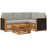 Set vanjskih sofa 5 pcs Prirodna i svjetlosiva 59 x 59 x 37 cm | shoptok.hr