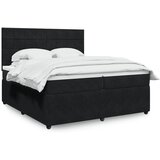 vidaXL Box spring postelja z vzmetnico črna 200x200 cm žamet | Shoptok.si