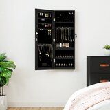 vidaXL Omarica za nakit z ogledalom in LED lučmi stenska črna | Shoptok.si