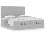 vidaXL Otomanski posteljni okvir z vzmetnicami siv 200x200cm žamet | Shoptok.si