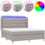  Krevet box spring s madracem LED svjetlosivi 180x200 cm tkanina | shoptok.hr