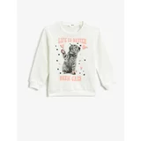 Koton Cat Printed Sweatshirt Long Sleeved Crew Neck