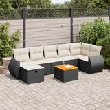 Maison Chic Seti vrtnega pohištva - Vrtna garnitura - Vrtni pohištvo set 8-delna z blazinami črn poli ratan, (21800794) | Shoptok.si