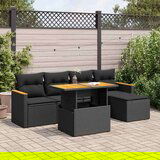 vidaXL 6-dijelni set vrtnih sofa s jastucima crni od poliratana bagrem | shoptok.hr