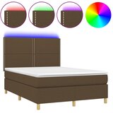  box spring s madracem LED tamnosmeđi 140x200 cm tkanina | shoptok.hr