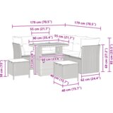 vidaXL 8-delni vrtni kavč s blazinami črna poli ratan akacija, 3-delni vrtni jedilni set s blazinami črna poli ratan akacija | Shoptok.si