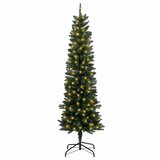  Umjetno vitko božićno drvce 120 cm 150 LED lampica Topla bijela - 120 cm s LED svjetlima Zelena | shoptok.hr