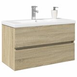  2-dijelni set kupaonskog namještaja od keramike i drva Smeđa 80 x 38.5 x 45 cm | shoptok.hr