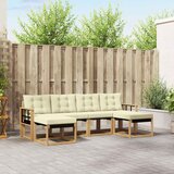  Set vanjskih sofa 6 kom. Bijela i krem Smeđa 249 x 122,5 x 73 cm | shoptok.hr