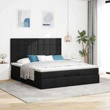  Otomanski krevet s madracem i LED crni 160x200cm tkanine | shoptok.hr