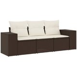  3-dijelni set vrtnih sofa s jastucima smeđi od poliratana | Eponuda.com