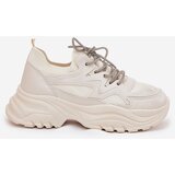 Boto Women's Platform Sneakers with Decorative Lacing Beige Evalianne | shoptok.hr