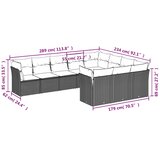 10-dijelni set vrtnih sofa poliratan s jastucima svijetlosivi | shoptok.hr