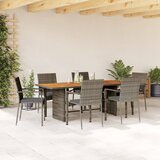 The Living Store Vrtna jedilna garnitura 7-delna z blazinami siv poli ratan - Vrtna Jedilna Garnitura, (21469327) | Shoptok.si