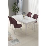 Hanah home nil - white, dusty rose whitedusty rose dining table & chairs set (5 pieces) | ePonuda.com