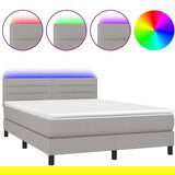 Maison Chic Box spring postelja - Vzmetna postelja z vzmetnico LED sv. siva 140x200 cm blago SL8992, (21903576) | Shoptok.si