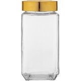 Altom design kvadratna staklena posuda sa zlatnim poklopcem 1000ml | shoptok.hr