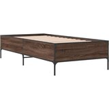 vidaXL Okvir za krevet smeđi hrast 75x190 cm konstruirano drvo i metal Cijene