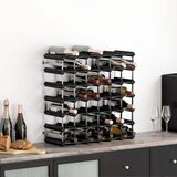  Stalak za vino za 42 boce crni od masivne borovine | shoptok.hr