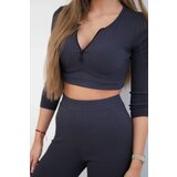 Kesi Ribbed crop top set made of graphite | Shoptok.si
