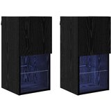 vidaXL TV omare za montažo na steno z LED lučmi 2 pcs Črna Orehovina, (5000092245) | Shoptok.si